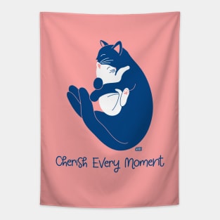 Cherish Every Moment | Cat Love (Pink) Tapestry