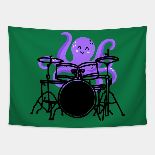 octopus funny drummer boy,Drummer Gift Tapestry by UltraPod