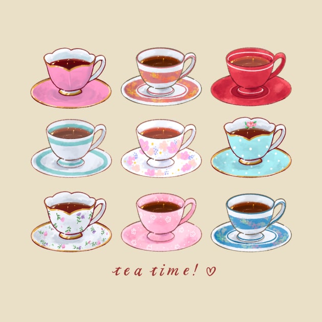 Tea Cups by Kate Paints