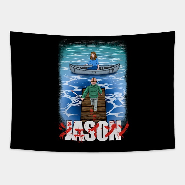 Neo Crystal Lake Tapestry by wolfkrusemark