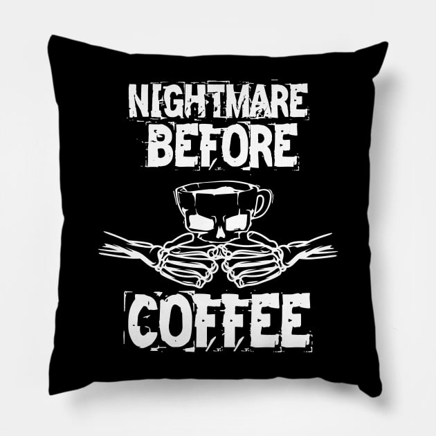 Funny cute Skeleton Before Coffee Coffee Fall Autumn Halloween Pillow by printalpha-art