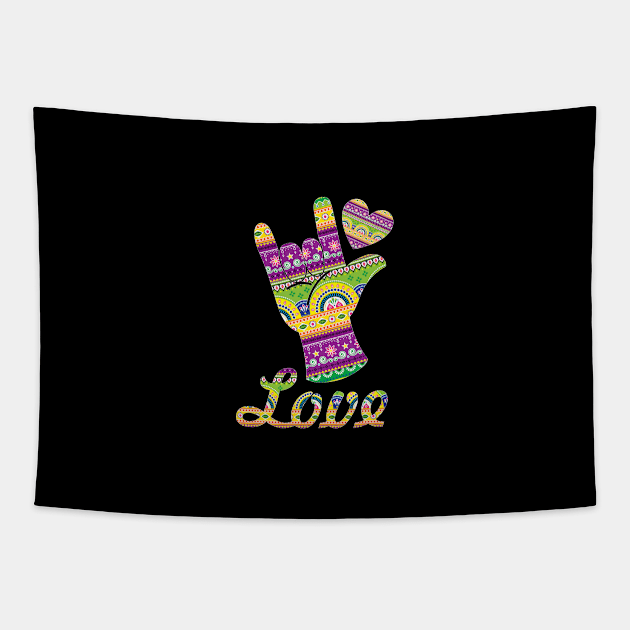 Deaf Love Sign Vintage Style - I Am Deaf Not Stupid Tapestry by mangobanana