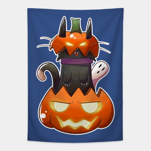 Jack O' Lantern Cat Tapestry by saradaboru