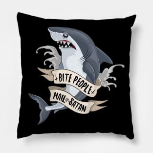 Bite People Hail Satan Shark Pillow