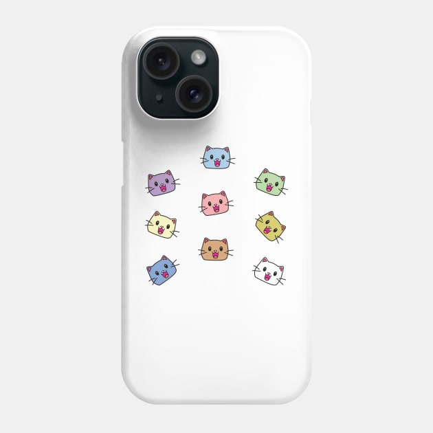 Cute Cat Face Sticker Pack 4 Phone Case by Kawaii Bomb