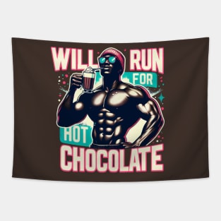 Will Run For Hot Chocolate Lover Funny Fitness Melanin Guy Tapestry