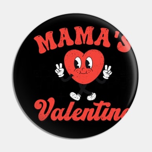 Retro Groovy Mama is My Valentine Cute Heart Boys Girls Kids Pin