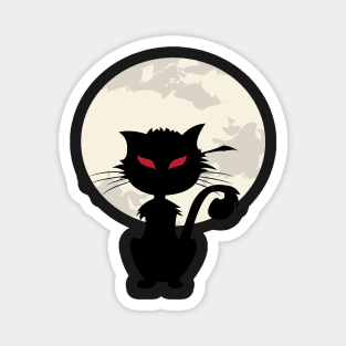 Full Moon And Black Cat Halloween Magnet