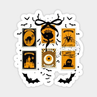 Spooky Halloween Postage Stamps Coquette Style Design Magnet