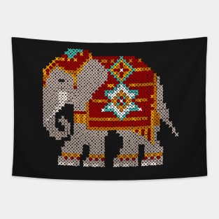 Elephant Cross Stitch Indian Kashmir Hindu Aesthetic Tapestry