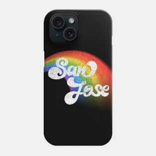 San Jose // Faded Retro Rainbow Typography Design Phone Case