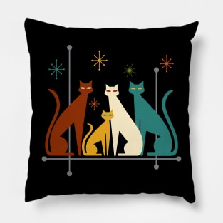 Retro Mid-Century Modern Look Cats 50s 60s Style Pillow