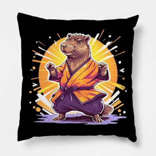 karate capybara Pillow
