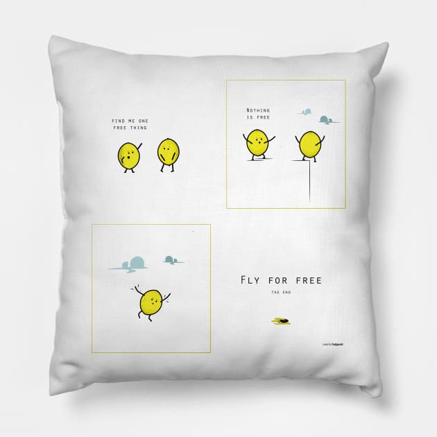 Lemon Ed - Flying is for free Pillow by Frajtgorski