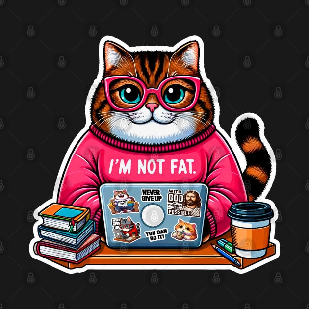 I'm Not Fat Chubby Tabby Cat Laptop Homework Hardworking Study Hard by Plushism