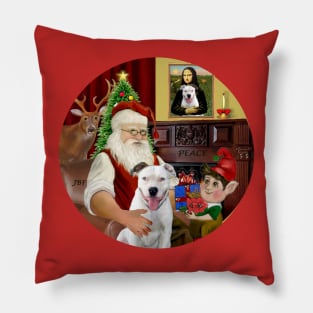 Santa at Home with his White Pit Bull Pillow