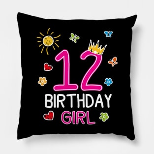 Kids 12th Birthday Girl Crown Princess Pillow