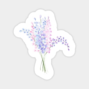 Larkspur, floral watercolor painting Magnet