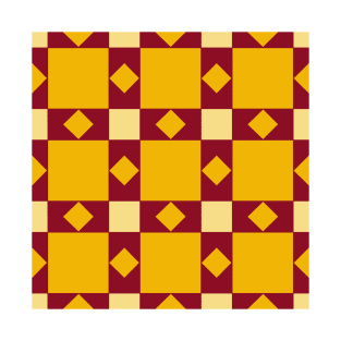 Red and Yellow Square Dance Patchwork Pattern T-Shirt