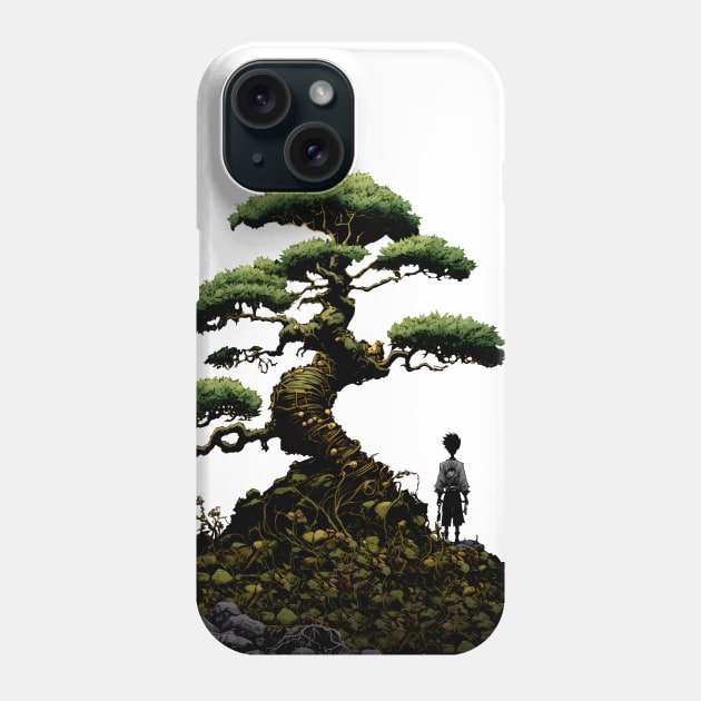 Contemplating the Complexities Under the Japanese Bonsai Tree No. 2: Where am I? Phone Case by Puff Sumo