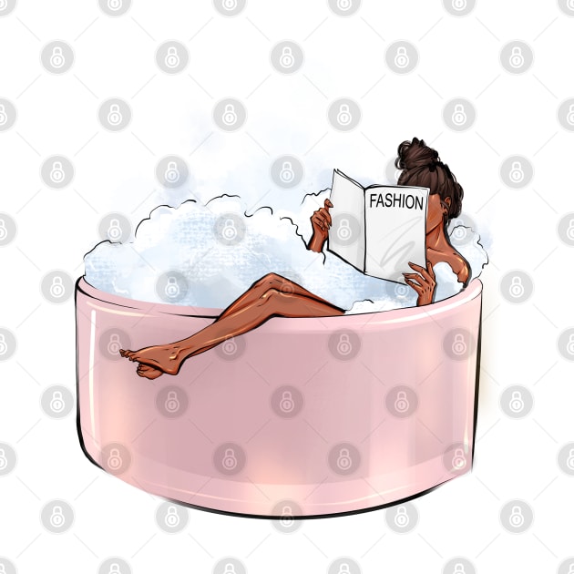 Addicted girl in pink bathtub by ArctiumStudio