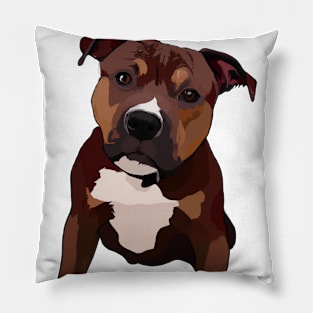 Cute Staffordshire Bull Terrier Drawing Pillow