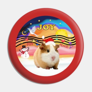 "Christmas Music" with a Very Cute Guinea Pig in a Santa Hat Pin