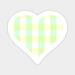 Soft Green and Yellow Buffalo Plaid Heart Magnet