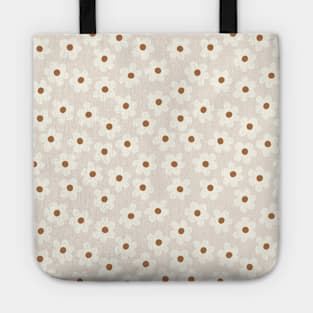 groovy retro y2k 2000s big flower power 1960s 60s 70s danish aesthetics coconut girl ditsy daisies neutral beige terracotta Tote