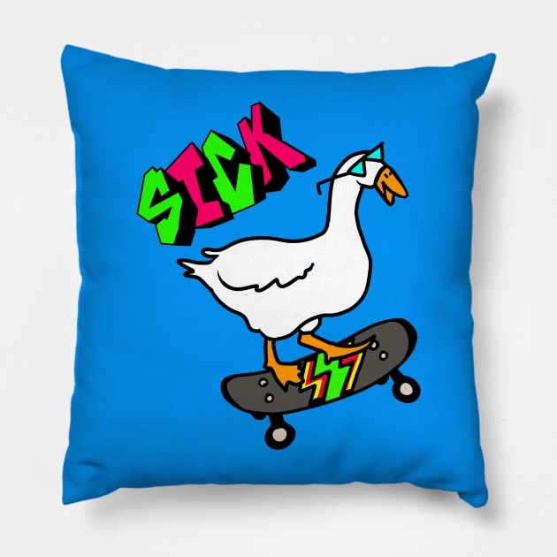 SICK Goose on Skateboard, Skater Bird.... So Rad! Pillow by CatsandBats