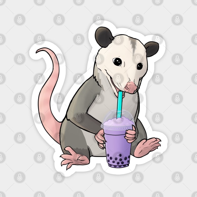 Possum with bubble tea Magnet by Mehu Art