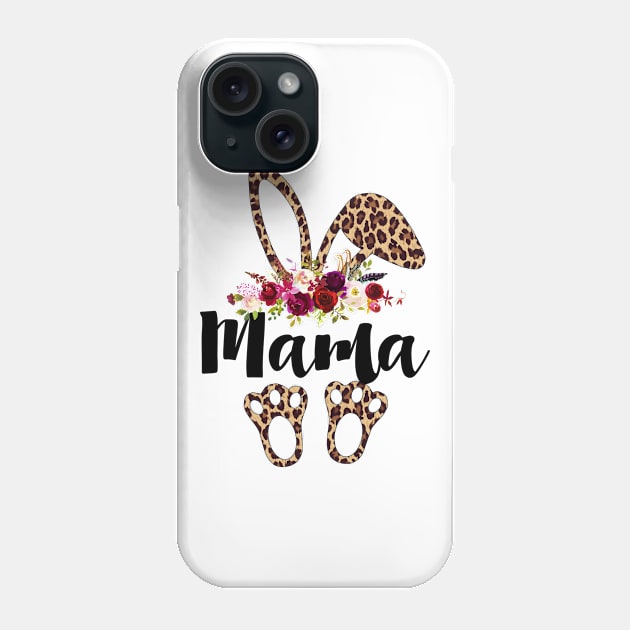 Mama Bunny Leopard Print Floral Matching Family Easter Mom Shirt Phone Case by WoowyStore