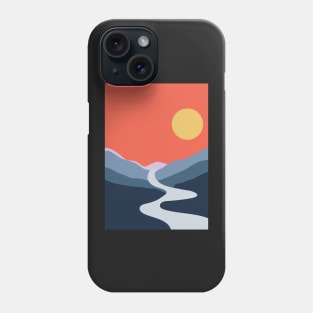 Minimalist Sunset at The Mountains Graphic Illustration Phone Case