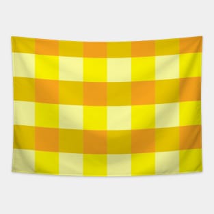 Shades of Yellow Gingham Checkered Pattern Tapestry