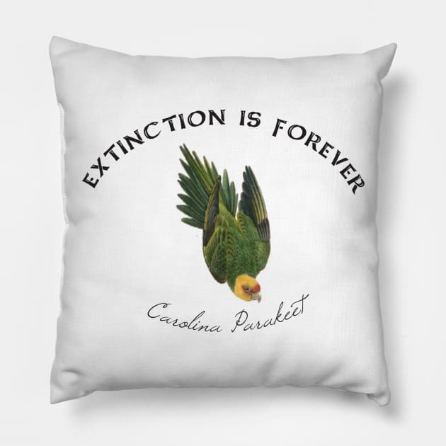 Extinction is Forever - Carolina Parakeet Pillow by Shepherd