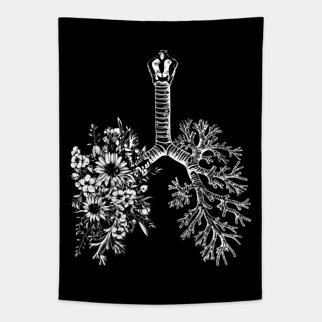 Flowers Lung, floral leaves, lungs,healthy lung, lungs cancer, respiratory therapist, cystic fibrosis Tapestry by Collagedream