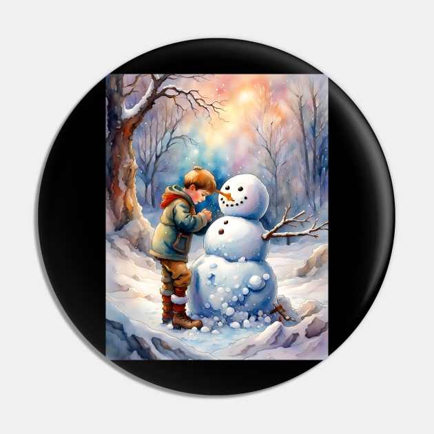 Building a snowman Pin by FineArtworld7