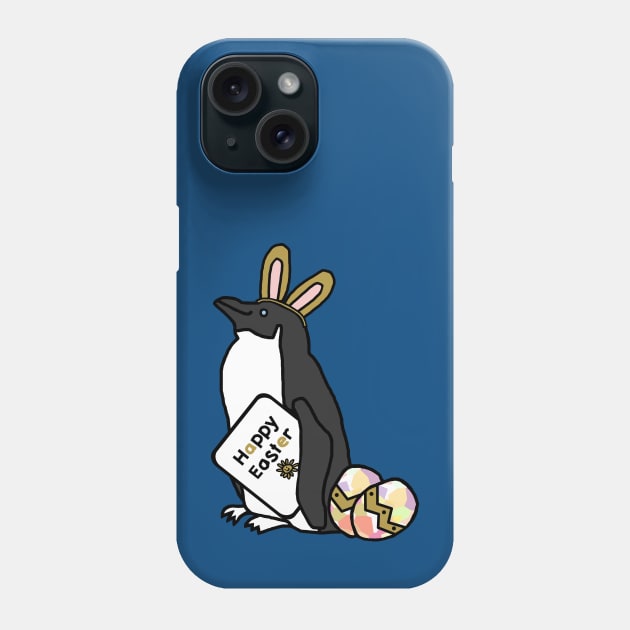 Happy Easter Bunny Ears on Penguin Phone Case by ellenhenryart