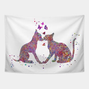 Cat and dog kissing Tapestry