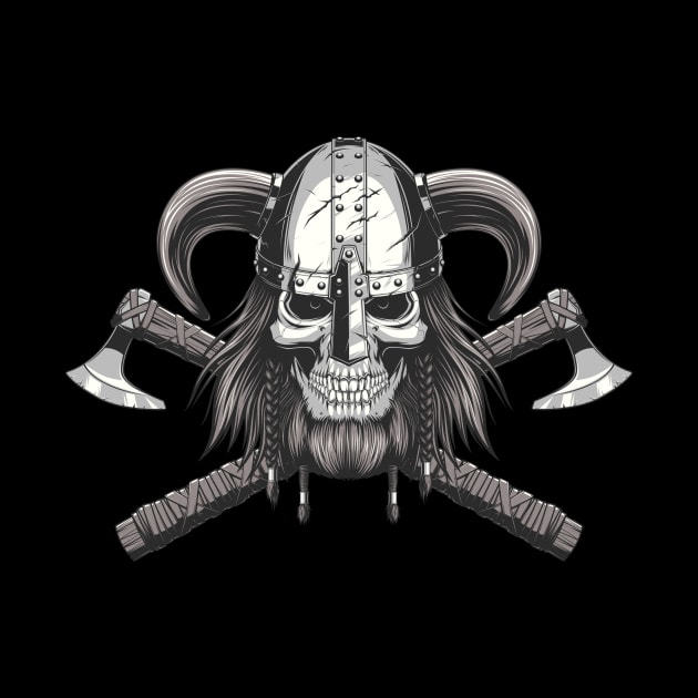 Viking Skull in Helmet and Crossed Axes Graphic by extrinsiceye