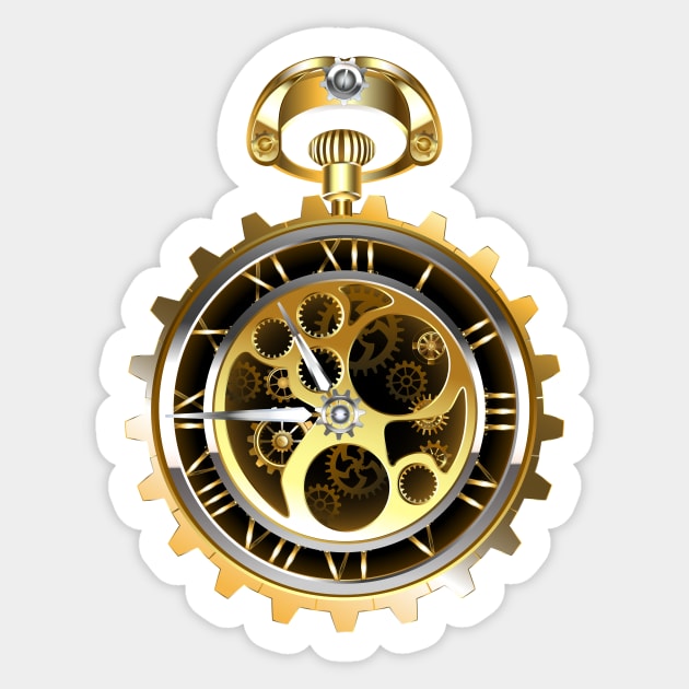 Antique steampunk clock with gears' Sticker