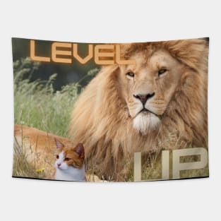 Level up - cat and lion Tapestry