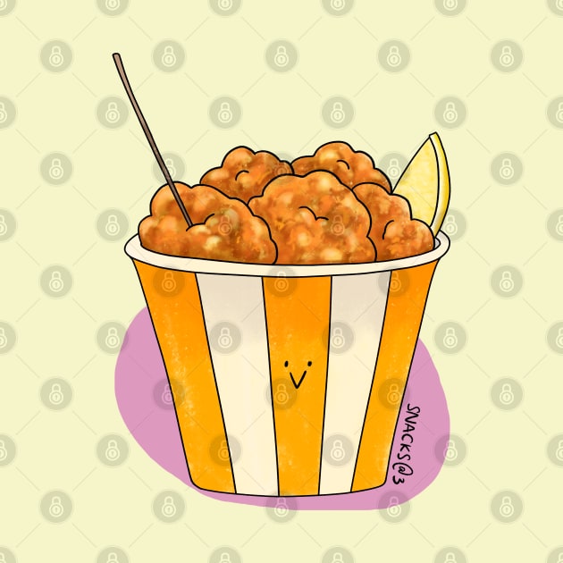 A bucket of Karaage with lemon slice by Snacks At 3