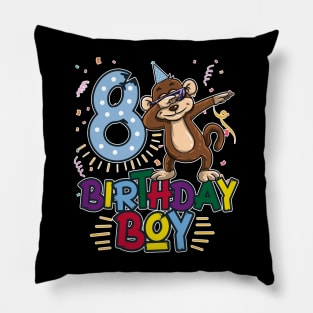 Funny Birthday Gift 8 year old Boy Dabbing Monkey T-Shirt Pillow