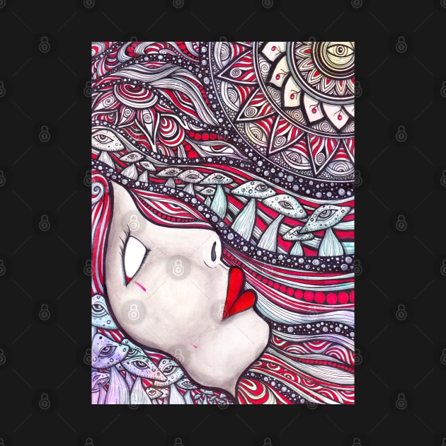 Trippy Mushroom Half Face by asiancoffeegirl