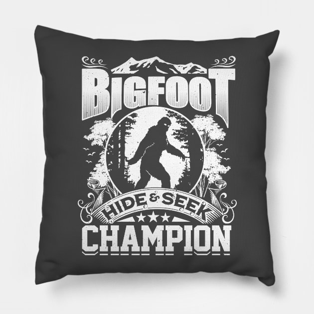 Hide & Seek Champion Funny Bigfoot Sasquatch Tee Pillow by ghsp