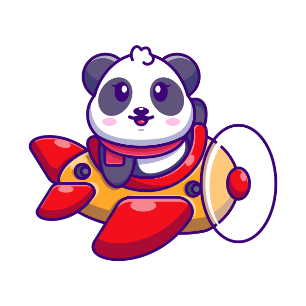 Cute baby panda driving plane cartoon by Wawadzgnstuff