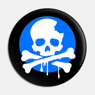 Urban Style Skull and Crossbones Blue and White Pin