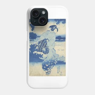 Beauty, Aizuri-e in Prussian Blue by Kuniyoshi Utagawa Phone Case