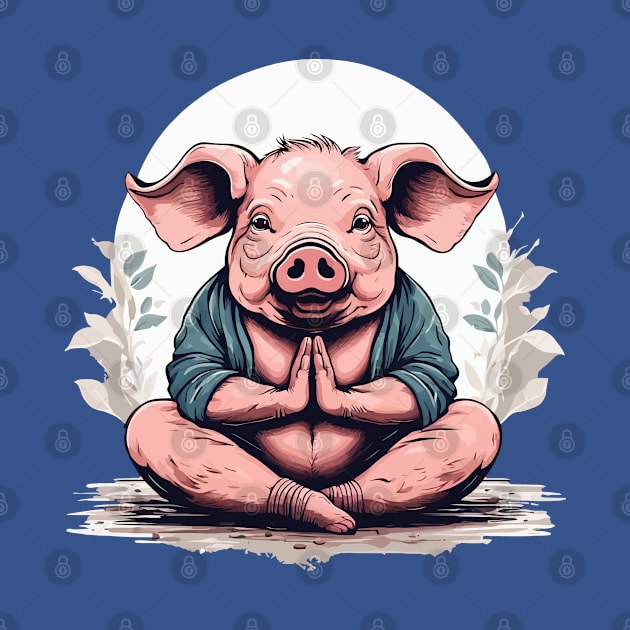 Pig Yoga Namaste National Pig Day Humor by taiche